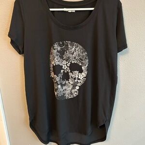 Maurices Black Lace Skull Graphic Tee